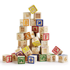 Sainsmart Jr Wooden Abc Blocks 40Pcs Stacking Blocks Baby Alphabet Letters Counting Building Block Set For Toddlers 12 Inch