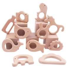 Promise Babe Wooden Baby Toys 11Pc Bird Elephant Wood Montessori Toys Organic Infant Handmade Pendant Rings Set Shower Gift