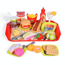 Fun Little Toys 40Pcs Play Food For Kids Kitchen Play Kitchen Accessories Toy Foods With Cutting Fruits And Fast Food For Pret