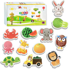 Fridge Magnets For Toddlers Kids Gift Set 100 Pcs Animals Magnets -Fruit Vegetables Vehicle Magnets - Foam Magnets Educational Toy For Preschool Learning