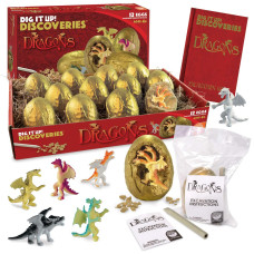 Mindware Dig It Up Discoveries Dragon Eggs Dig Kit For Kids Includes 12 Dragon Eggs With 12 Dragon Toys Inside 12 Chisel Too