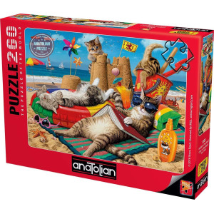 Anatolian Puzzle Cats On The Beach 260 Pieces Jigsaw Puzzle 3322 Browna Ana3322