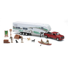 NewRay Die Cast Pickup Truck & Camper Trailer, Multicolor