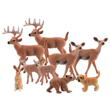 Tuparka 9Pcs Forest Animals Set Miniature Figures Woodland Animals Deer Figurine Dog Rabbit Bear Figure Miniature Animals Wo