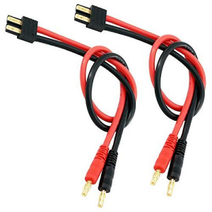 Binyeae Flash Hobby 2Pcs T Male To 40Mm Banana Plug Connector Adaptor Cable14Awg For Lipo Battery Balance Charging