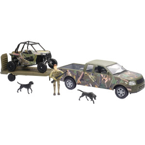 Newray Green Camo Pickup Truck With Polaris Razor And Figure Set