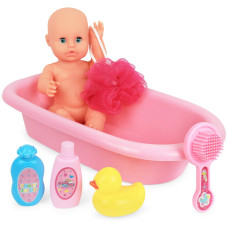 Click N Play Baby Doll Bathtub Pretend Play Set With Accessories Baby Bath Tub Play Set For Girls And Toddlers With 6 Pcs Acc