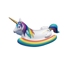 Swimline Original Rainbow Unicorn Rocking Pool Float Toy With Easy To Grab Handles And Curved Stabilizing Side Bolsters For