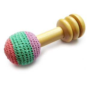 Shumee Crochet Handmade Wooden Rattle For Babies Perfect Montessori Toysgrasping Teething Toy For Babies Wooden Ring Rattle