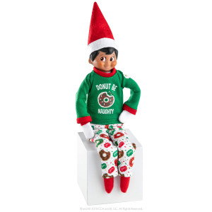 The Elf On The Shelf Donut Pajama Outfit 2019 Retro Claus Couture Sleepover Set Two Piece Cute Christmas Themed Pj Outfit