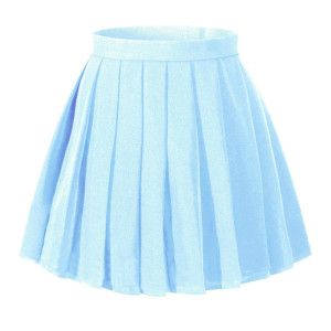 Beautifulfashionlife Girls Pleated Solid Skater Skirt Cosplay Costumes Skirts M Sky Blue