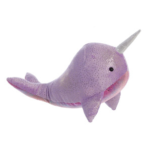 Aurora 14" Medium Purple Narwhal Plush Toy