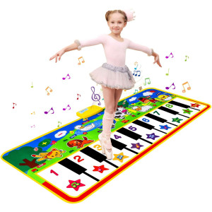 M Sanmersen Piano Mat 53 X 23 Musical Toys For Toddlers Floor Piano Touch Playmat With 8 Animal Sounds Music Piano Keyboar