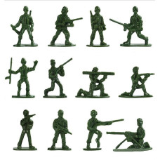 Haptime 100Piece Green Toy Soldiers 12 Poses Detailed And Balanced Mini Army Men Perfect For Pretend Play Educational Pro