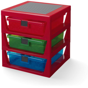 Room Copenhagen Lego 3Drawer Plastic Storage Rack System 1323 X 1234 X 15 In Red