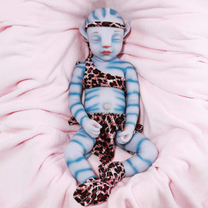 Vollence 20 Inch Avatar Eye Closed Full Silicone Baby Doll Not Vinyl Dolls Real Full Body Silicone Reborn Baby Doll Lifelike Ne