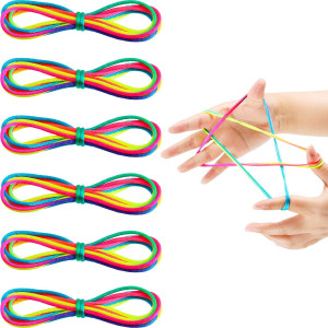 Meekoo 6 Pieces Cats Cradle String String Hand Game Finger String Toy Supplies 165 Cm Length Rainbow Color