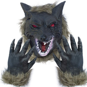 Lynkaye Holloween Horror Mask Party Cosplay Costume Werewolf Dress Up Mask Wolf Head Mask And Claws