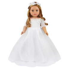 Zita Element 2 Piece 18 Inch Doll Clothes Outfits Little Angel White Satin And Tule Holy First Communion Dress With Hairband G