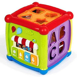 Baby Activity Cube 6In1 Musical Baby Learning Toys Play Set Includes Abcd Letters Colorful Shape Sorter Vehicles Puzzl