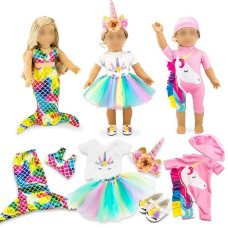 Oct17 Doll Clothes For American Girl 18 Inch Dolls Mermaid Outfit Unicorn Tutu Dress Swimsuit