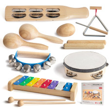 Musicube Musical Instrument Set For Toddler Baby Kid Wooden Percussion Instrument Musical Toys Xylophone Maracas Egg Shaker Tamb