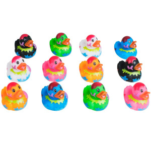 Kicko Assorted Rubber Ducks 12 Ducklings 2 Inch In Splat Pattern Jeep Ducks For Kids Baby Bath Toys Sensory Play Stress