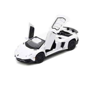 White Lambo Aventador Toy Car Model Pull Back Vehicles Diecast With Light Sound