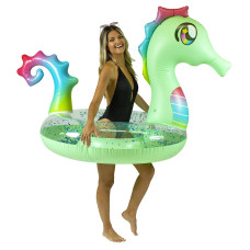 Poolcandy Jumbo 48 Seahorse Pool Tube Stylish Ultra Durable Easyinflate Pvc Pool Tube Great For Pool Beach Lake River