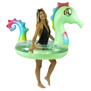 Poolcandy Jumbo 48 Seahorse Pool Tube Stylish Ultra Durable Easyinflate Pvc Pool Tube Great For Pool Beach Lake River