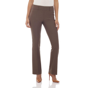 Rekucci Womens Ease Into Comfort Fit Barely Bootcut Stretch Pants 8 Tall Mocha