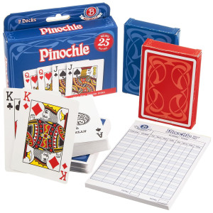 Pinochle Card Game Kit 2 Custom Specialty Decks Of 48 Playing Cards For The Classic Family Melding Game Includes Two Plastic