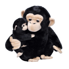 Wild Republic Mom And Baby Chimpanzee Stuffed Animal 12 Inches Gift For Kids Plush Toy Fill Is Spun Recycled Water Bottles