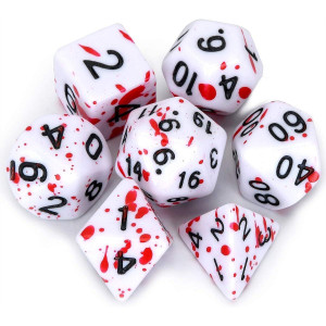 Vampire Dice Flashowl Blood Dice Dd Dice Set With Irregular Spray Red Dots Blood Splatter Polyhedral Role Playing Gaming Dice D