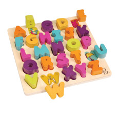 B. toys Wooden Alphabet Puzzle - 26 Chunky Letters for Kids