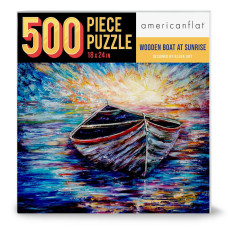 Americanflat 500 Piece Boat Puzzle 18X24 Inches Wooden Boat At Sunrise By Olena Art