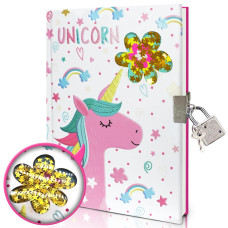 Ginmlyda Girls Diary With Lock For Kids Unicorn Diaries 71X53 160 Pages Cute Girl Journal Secret Notebook With Lock And Key F