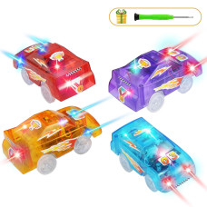 Save Unicorn Tracks Cars Replacement Only Toy Cars For Most Tracks Glow In The Dark Car Track Accessories With 5 Flashing Led