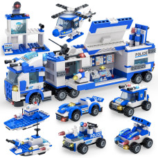 1338 Pieces City Police Station Mobile Command Center Truck Building Blocks Set In 25 Different Models Police Car Helicopter P