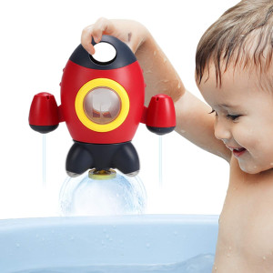 Elovien Bath Toys Space Rocket Bath Toys For Toddlers 13 Spray Water Baby Bath Toys With Rotating Fountain Shower Bathtub To