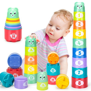 Ynanimery Stacking Cups Toys For Toddlers 13 Baby Toys Stacking Cups Soft Blocks Teething Toys For Babies 612 Months Montes