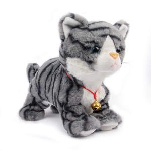 Smalody Interactive Plush Toys Novelty Sound Control Electronic Cat Electronic Pets Robot Cat Gift For Children Gray