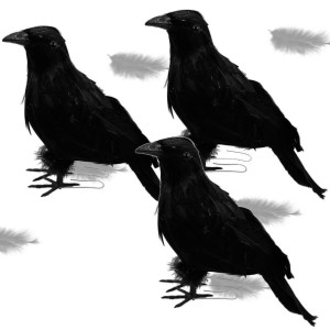 Atdawn Halloween Birds Black Feathered Crows Realistic Looking Halloween Decoration Birds 106