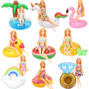 Pool Floaties For Girl Dolls Fun Swimming Pool Party Ring Inflatable Drink Holder For115 Inch Dolls Pool Toys