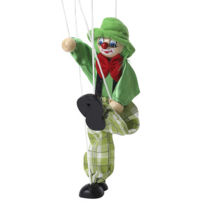 Bxt Hand Puppet Clown Wood Marionette Toys Pull Strings Puppet Doll Movable Hands And Feet Xmas Parentchild Interactive Fun Toy