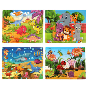 Synarry Wooden Jigsaw Puzzles For Kids Age 35 Year Old 4 Pack 2440 Pieces Preschool Educational Learning Toys Gift Set For Ch