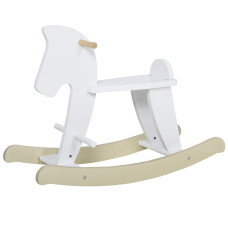 Qaba Wooden Rocking Horse Toddler Baby Rideon Toys For Kids 13 Years With Classic Design Solid Workmanship White