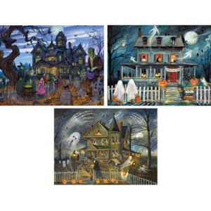 Bits And Pieces Value Set Of Three 300 Piece Jigsaw Puzzles For Adults Large Piece 300 Pc Halloween Jigsaws By Artist Ruan