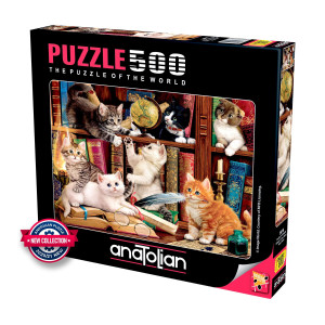 Anatolian Puzzle Kittens In The Library 500 Piece Jigsaw Puzzle 3618 Multicolor