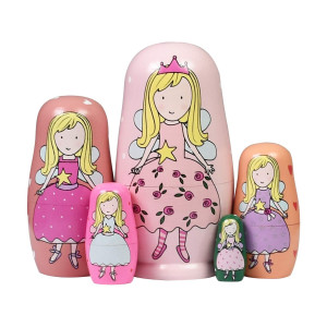 Hycles Nesting Dolls Russian Matryoshka Wood Stacking Nested Set For Kids Handmade Toys For Children Kids Christmas Birthday Dec